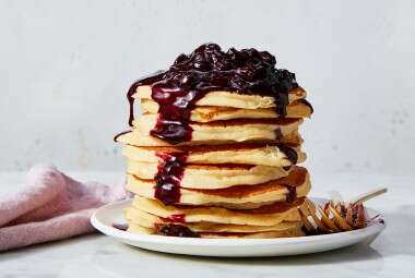 Masa Harina Pancakes with Blueberry Sauce