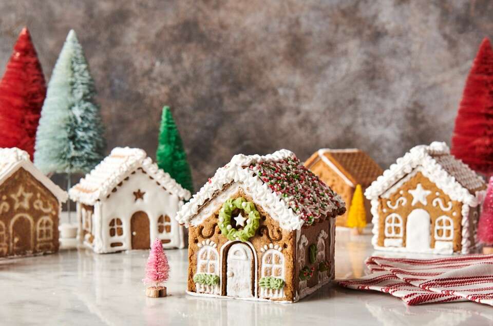 Decorated gingerbread houses