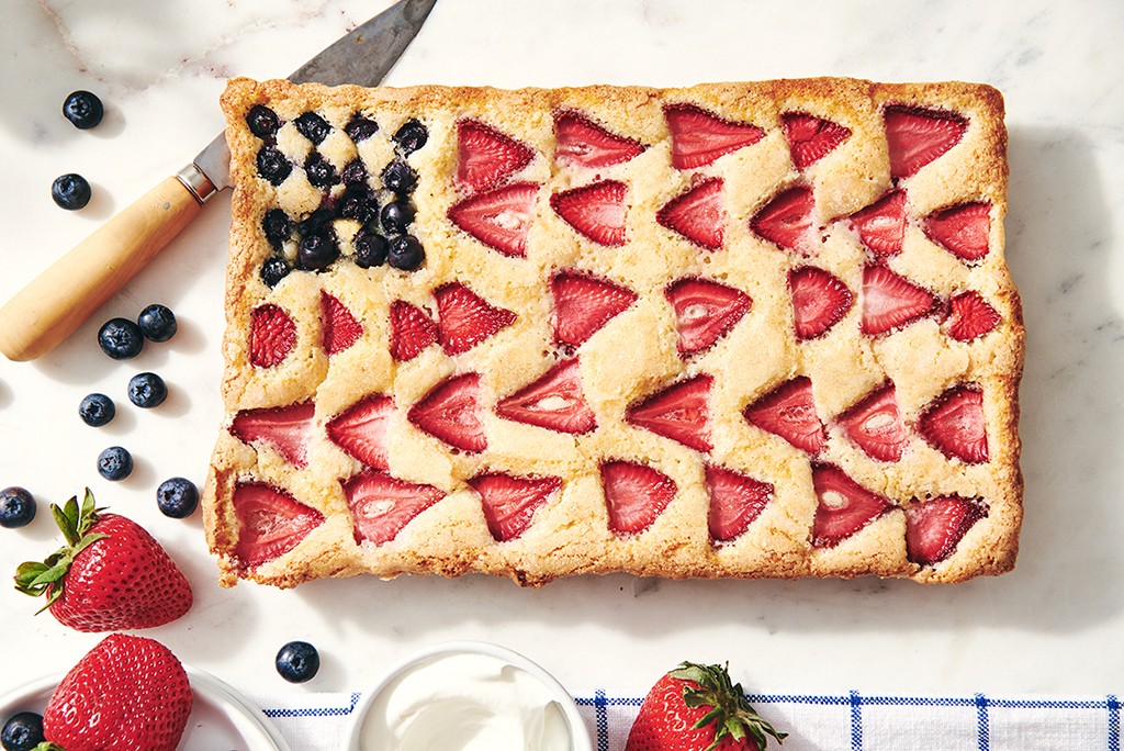 Super-Simple Strawberry Cake made into a Flag